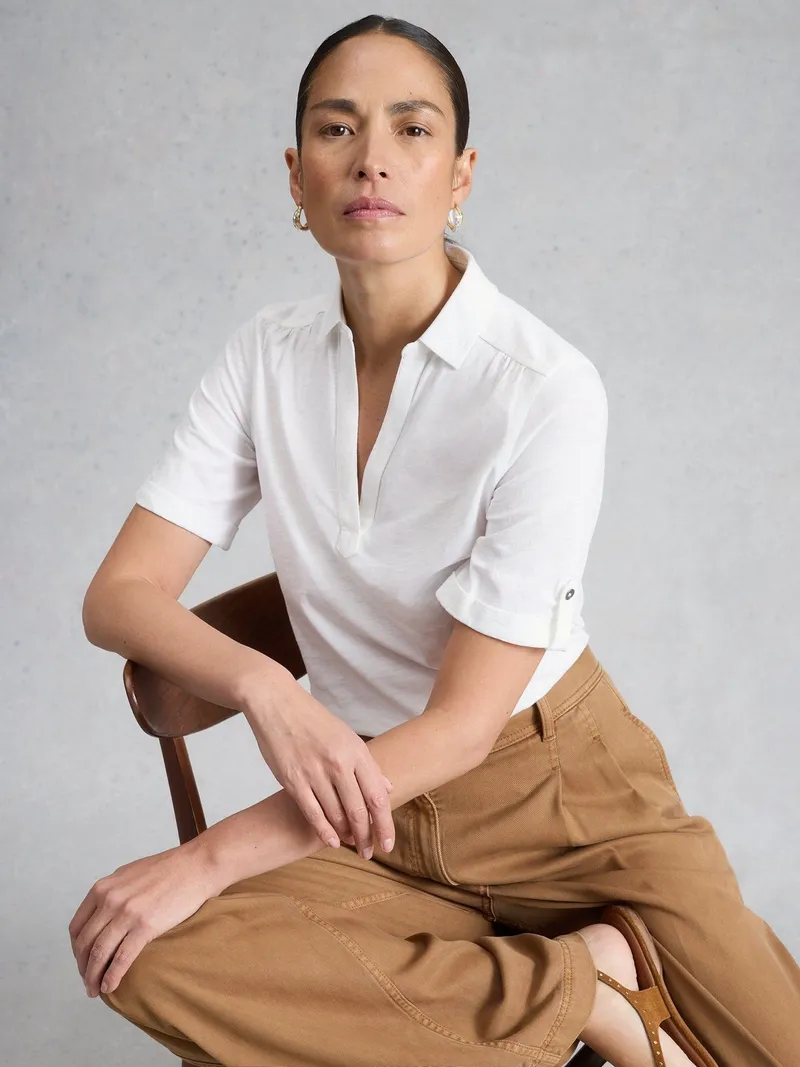 White Stuff Jerseybluse Allie - 42, Reines weiß, – Produktbild 1 von 4