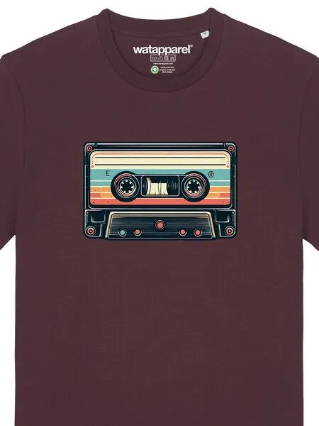 watapparel watapparel T-Shirt Unisex Retro Kassette, Red brown, – Produktbild 3 von 3