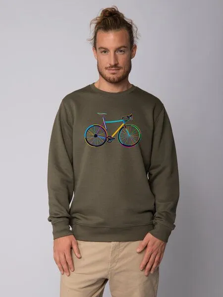 watapparel watapparel Sweatshirt Unisex Fahrrad by night, Khaki, – Produktbild 2 von 3