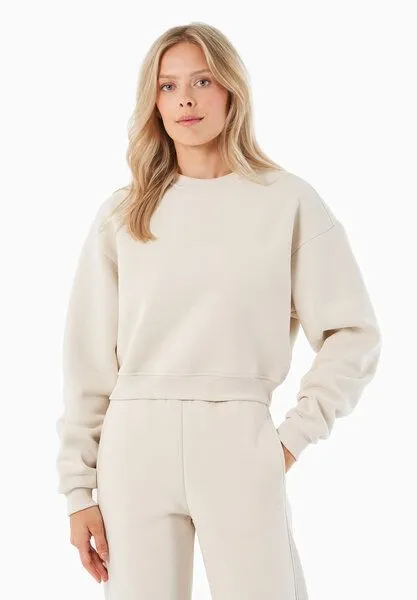 ORGANICATION ORGANICATION SILLIVIA | Essentials Crop-Sweatshirt aus Bio-Baumwolle und recyceltem Polyester, Off white, – Produktbild 1 von 4