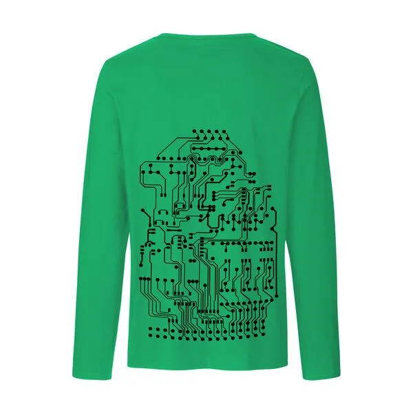 HANDGEDRUCKT HANDGEDRUCKT "Vernetzt" Männer Longsleeve, Green, – Produktbild 1 von 4