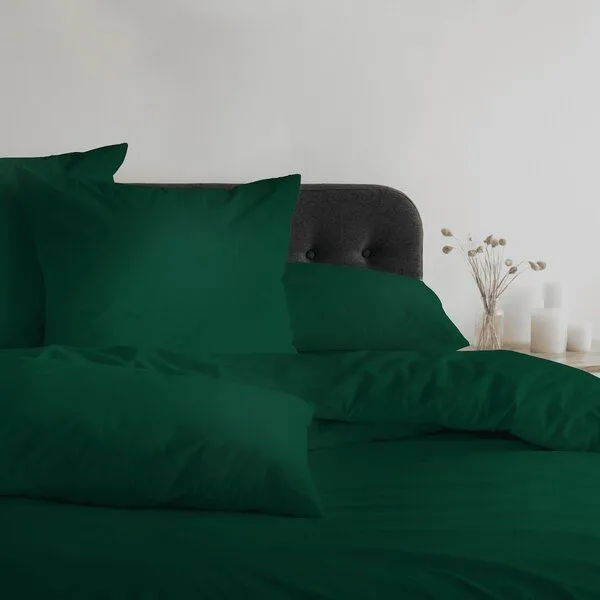 Schlafgut Schlafgut Bettwäscheset Knitted Jersey - 95% Biobaumwolle, 5% Elasthan - uni, Green deep, – Produktbild 1 von 3