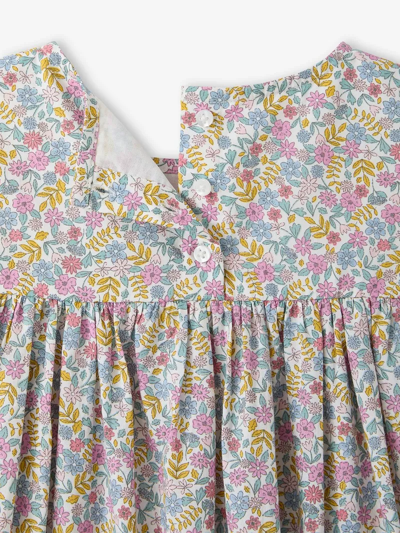 Vertbaudet Kurzärmeliges Mädchen Sommerkleid, Weiß bedruckt, – Produktbild 3 von 3