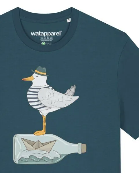 watapparel watapparel T-Shirt Unisex Möwe mit Hut, Stargazer, – Produktbild 3 von 4