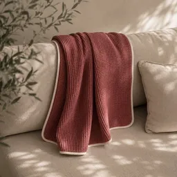 Slāf Slāf Waffelpikee kbA Baumwolle Tagesdecke - Plaid 135x200 Marsala GOTS – Produktbild 1 von 1