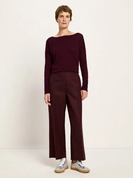 LANIUS LANIUS Verkürzte Hose mit Bügelfalte aus Bio-Schurwolle GOTS, Bordeaux (rot), – Produktbild 2 von 3