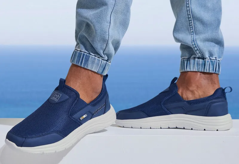 John Devin John Devin Freizeitschuh, Halbschuh, Slipper, Turnschuh, Slip-On-Sneaker Sneaker zum Reinschlüpfen Unisex VEGAN, Blau, – Produktbild 3 von 5