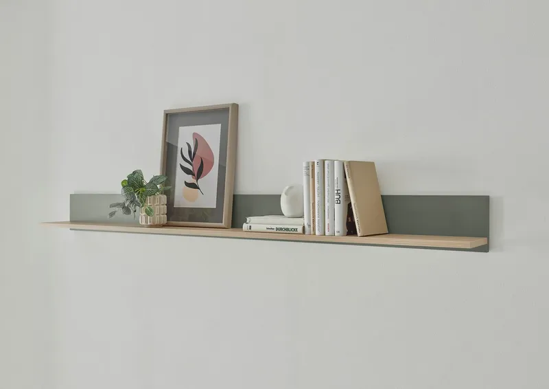 Home affaire Wandregal City/Giron, modernes Wandboard, Wandhalter mit Ablagefläche, vielseitig einsetzbares Hängeregal, Grün, – Produktbild 4 von 5