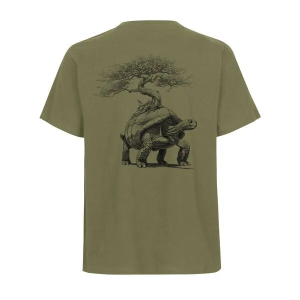 HANDGEDRUCKT HANDGEDRUCKT "Lange Reise" Unisex T-Shirt von Neutral, Military, – Produktbild 1 von 2