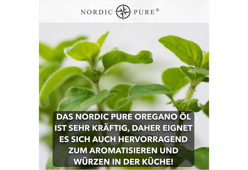 Nordic Pure Nordic Pure Oreganoöl – 80 % Carvacrol Tropfen, naturrein aus französischem Anbau – Vegan à 30 ml – Produktbild 5 von 5