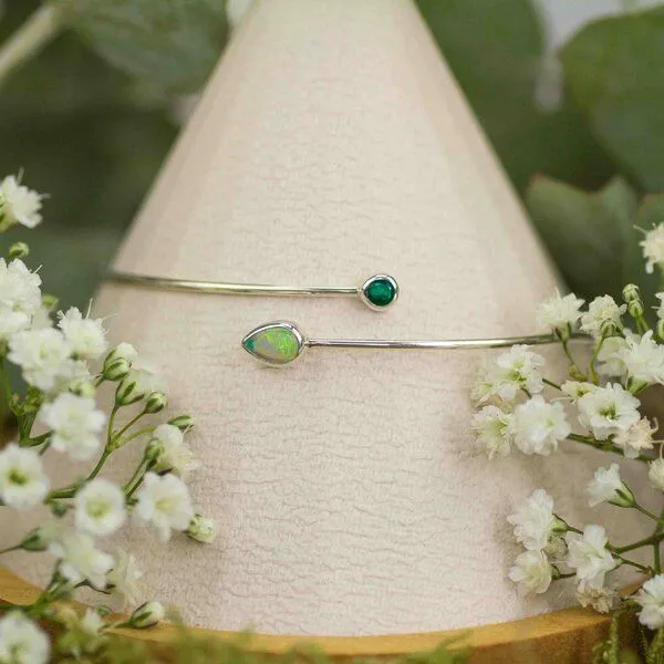 Spirit of Island Spirit of Island Silber Armreifen | Opal & Smaragd, Silber, – Produktbild 1 von 4