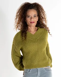 Alma & Lovis Alma & Lovis Pullover mit Perlfangmuster aus Suri-Alpaka-Mix | V-Neck Pullover – Produktbild 1 von 1