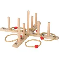 Goki goki Ringwurfspiel Outdoor Spielzeug aus Holz im Baumwollbeutel, 15-teilig Durchmesser 56 cm – Produktbild 1 von 1