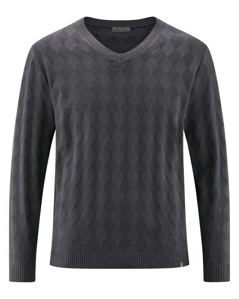 HempAge Hempage Herren vegan Pullover Mit V-Ausschnitt Anthrazit, Grau, – Produktbild 1 von 2