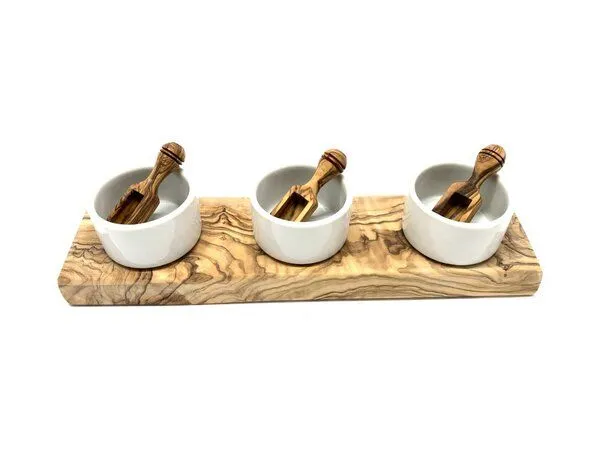 Olivenholz erleben Olivenholz erleben 3er Gewürz- und Dipschälchen FANO mit Salzschippchen – Produktbild 2 von 4