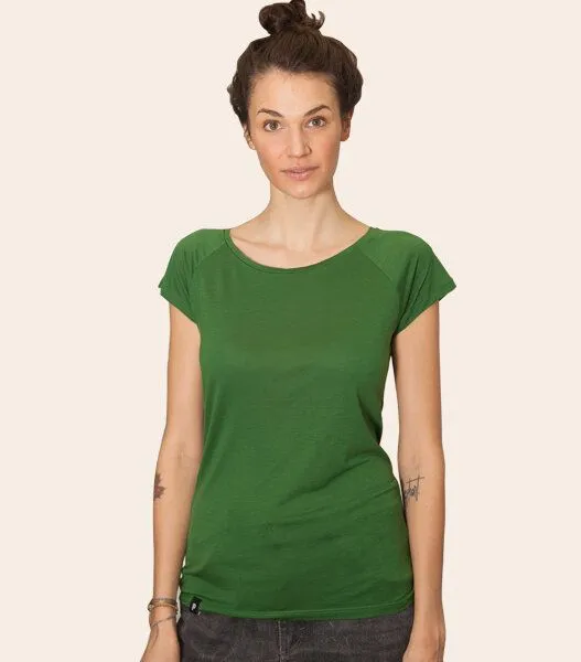 päfjes päfjes - Fair gehandeltes Basic Frauen T-Shirt mit TENCEL Lyocell, Green, – Produktbild 1 von 2