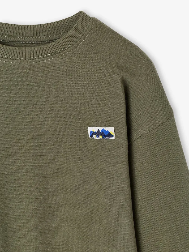 Vertbaudet Shirt mit Brust-Aufnäher und Rückenprint Jungen, Moosgrün, – Produktbild 3 von 4