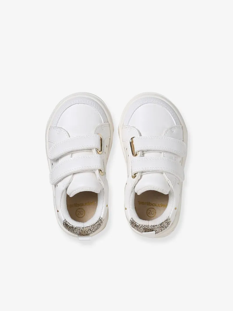 Vertbaudet Vertbaudet Baby Sneakers mit Klettverschluss und enen Details, Weiß bedruckt, – Produktbild 4 von 4