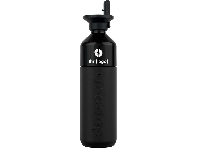Dopper Dopper Isolierflasche "Insulated" 580 ml schwarz inkl. weißem Aufdruck mit Flip Straw – Produktbild 1 von 2