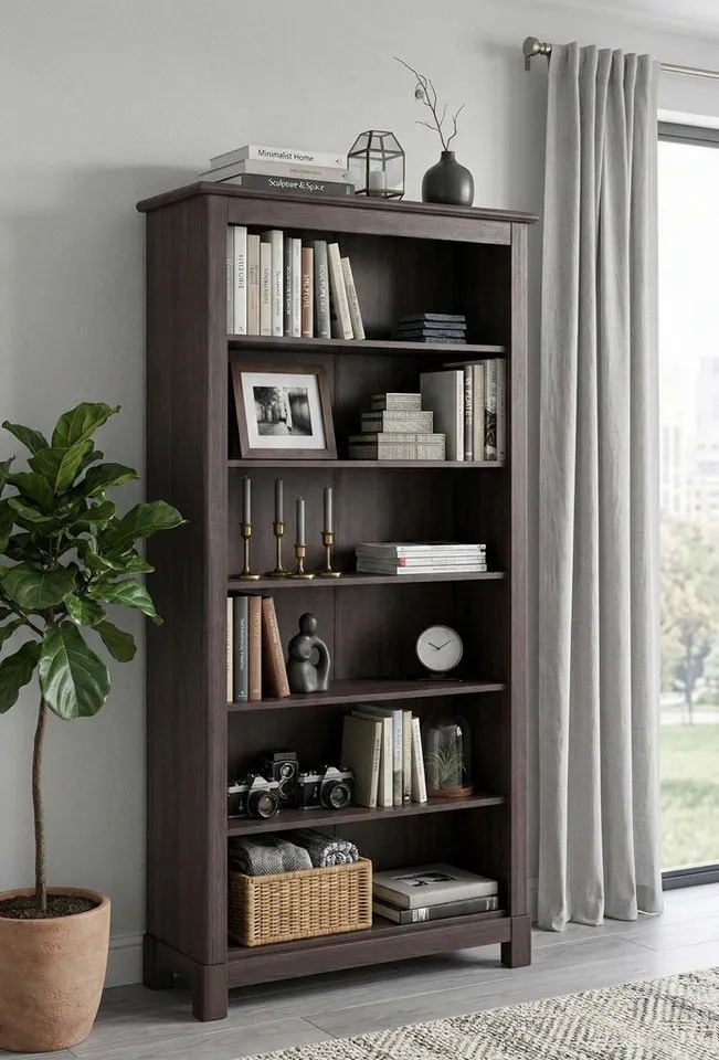 OTTO home Bücherregal Rauna, aus massiver Kiefer, Breite 96 cm, FSC® zertifiziert, Braun, – Produktbild 2 von 8