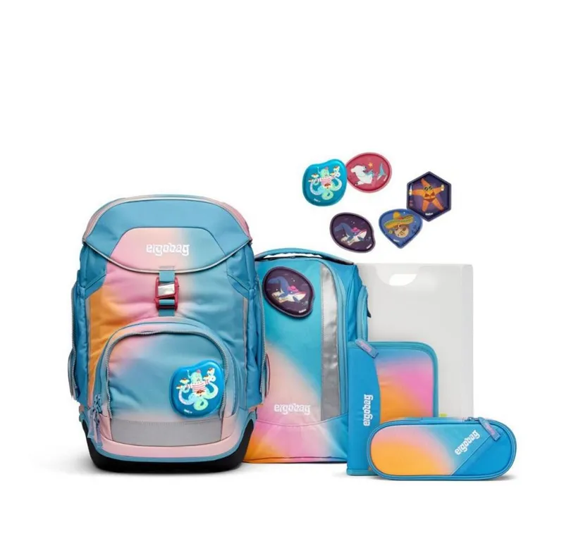 Ergobag Ergobag Schulrucksack Pack (6tlg., inkl. Sportrucksack, Schlamperrolle, Federmäppchen, Heftebox, Kletties), Urlaubsfiebär, – Produktbild 1 von 1