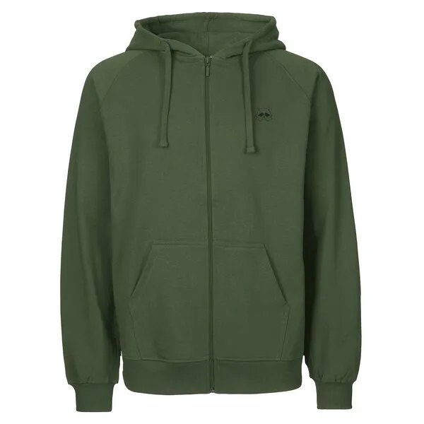HANDGEDRUCKT HANDGEDRUCKT "Flauschspion" Männer Zip Hoody Neutral, Militarygreen, – Produktbild 2 von 4