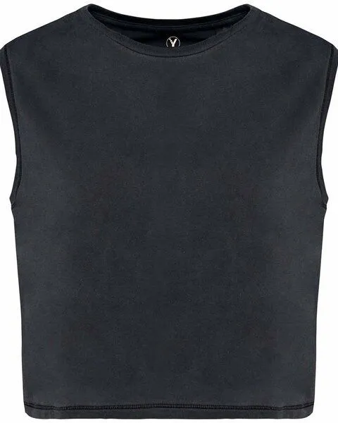 YTWOO YTWOO Ärmelloses Damen-Crop-T-Shirt aus Bio-Baumwolle, Anthrazit, – Produktbild 1 von 3