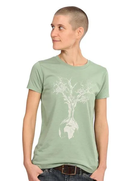 Life-Tree Life-Tree Fairwear Bambus Shirt Women Weltenbaum, Grün, – Produktbild 2 von 4