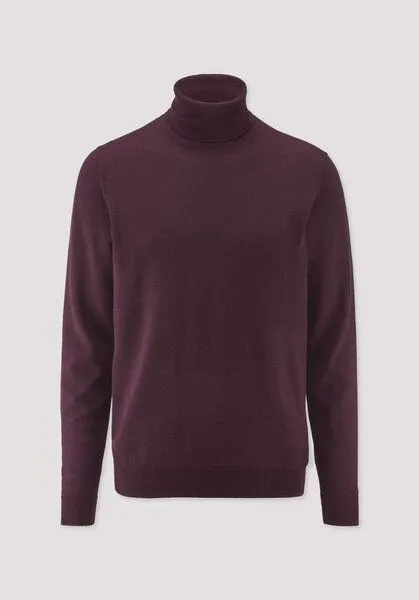 hessnatur hessnatur Rollkragenpullover Regular aus reiner Bio-Merinowolle, Bordeauxrot, – Produktbild 4 von 4