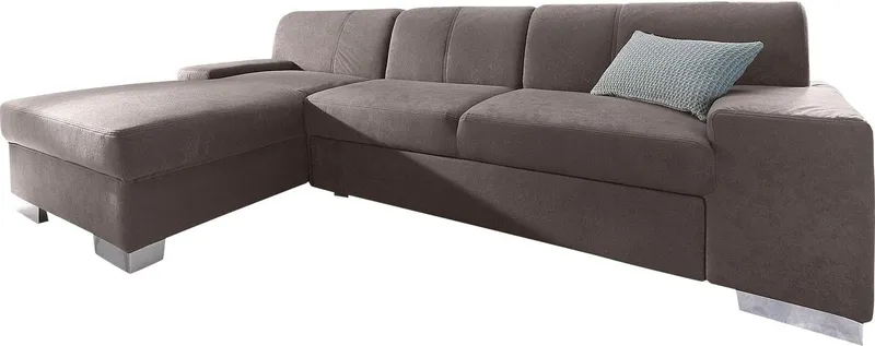 DOMO collection Ecksofa Star, zeitlose Formensprache, elegante Optik, Breite 248cm, L-Form, wahlweise mit Bettfunktion, Grau, – Produktbild 3 von 5