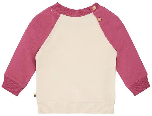loud + proud loud + proud Babys & Kinder Sweatshirt mit Raglanärmeln, GOTS-zertifiziert, Vanilla/rouge(natur/pink), – Produktbild 1 von 4