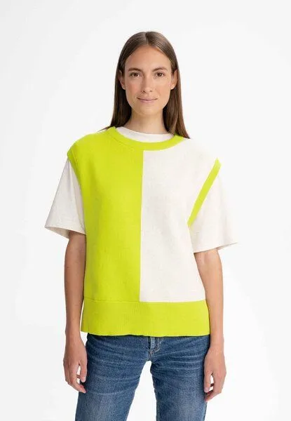 MELA Jacquard Strick Pullunder JAMUNA | von MELA | Fairtrade & GOTS zertifiziert, Kiwi / cream melange, – Produktbild 1 von 4