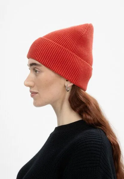 MELA MELA Rippstrick Mütze Style KALI aus 100% Bio-Baumwolle, Red apple melange, – Produktbild 4 von 4