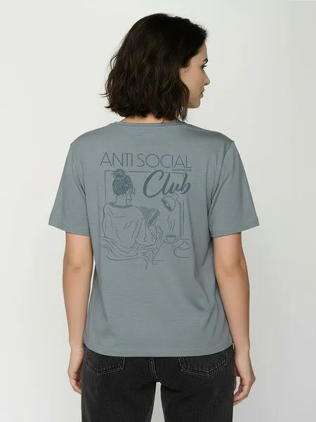 GreenBomb GREENBOMB Anti Social Nova - Kastiges T-Shirt aus Bio-Baumwolle / hochwertiger Print / GOTS / Fair & Vegan, Grau (fogstone), – Produktbild 1 von 4