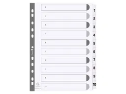 Exacompta 25 Exacompta Register, 10 bedruckte Taben numerisch, 160 g/m², DIN A4, weiß – Produktbild 1 von 1