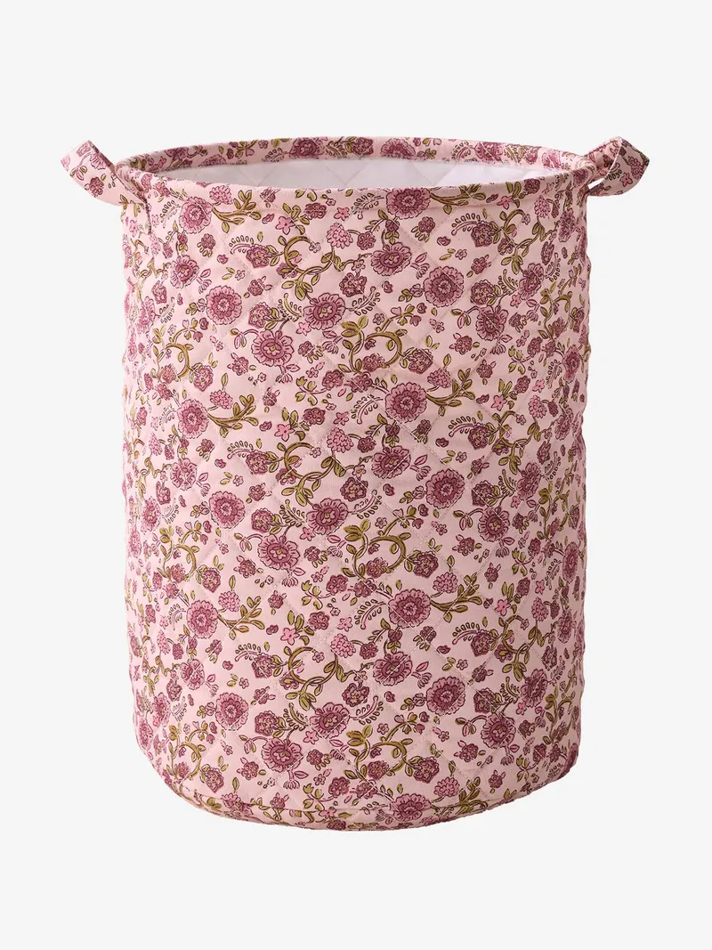 Vertbaudet Aufbewahrungskorb mit Blumenprint LATIKA gesteppt Wäschekorb Kinder, Rosa, – Produktbild 2 von 3