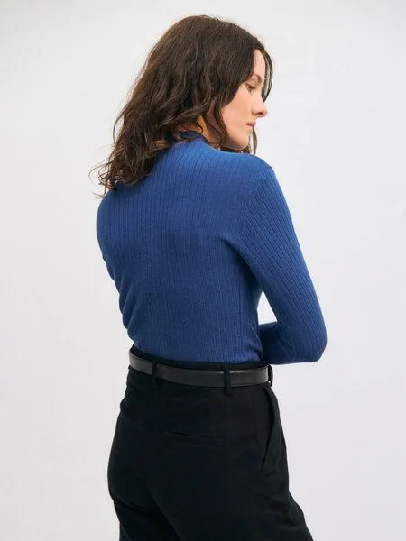 Rotholz Rotholz Schweres Mockneck Longsleeve aus Bio Baumwolle, Royal blue, – Produktbild 3 von 4