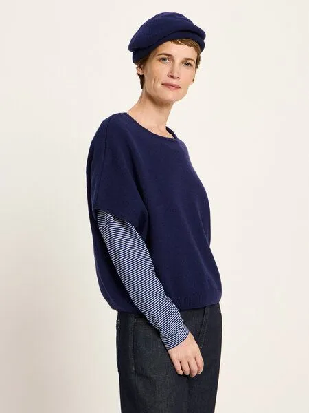 LANIUS LANIUS Barett Mütze aus Bio-Schurwolle und Bio-Baumwolle, Purple blue melange, – Produktbild 1 von 4