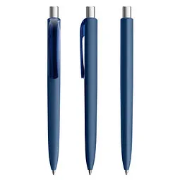 prodir prodir® Druckkugelschreiber DS8 Soft Touch PRR Push, blaue Mine, dunkelblau/silber satiniert, Silber / dunkelblau, – Produktbild 1 von 1