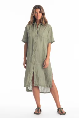 RAVENS VIEW IBIZA RAVENS VIEW IBIZA Damen vegan Kleid Hemd Iria Khaki – Produktbild 1 von 1