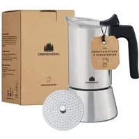 GROENENBERG GROENENBERG Espressokocher Induktion 4 oder 6 Tassen (200-300 ml) aus Edelstahl | mit Reduziersieb & Ersatzdichtung – Produktbild 1 von 1