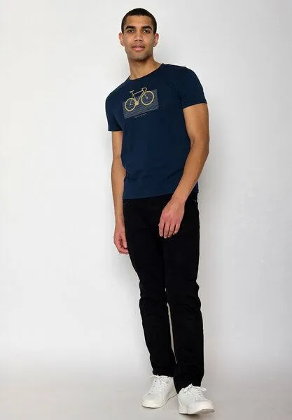 GreenBomb GREENBOMB Bike Bars Guide - Sportliches T-Shirt aus Bio-Baumwolle / hochwertiger Print / GOTS / Fair & Vegan, Blau (marineblau), – Produktbild 3 von 4