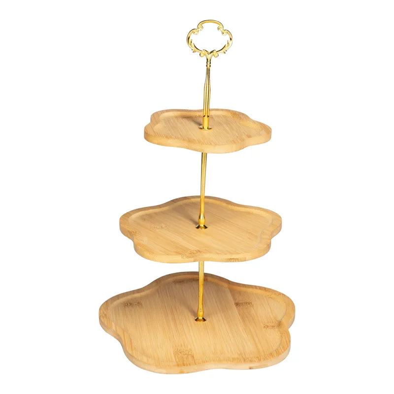 viva domo viva domo Bambus-Etagere „Blüten“, Braun | gold, – Produktbild 1 von 2