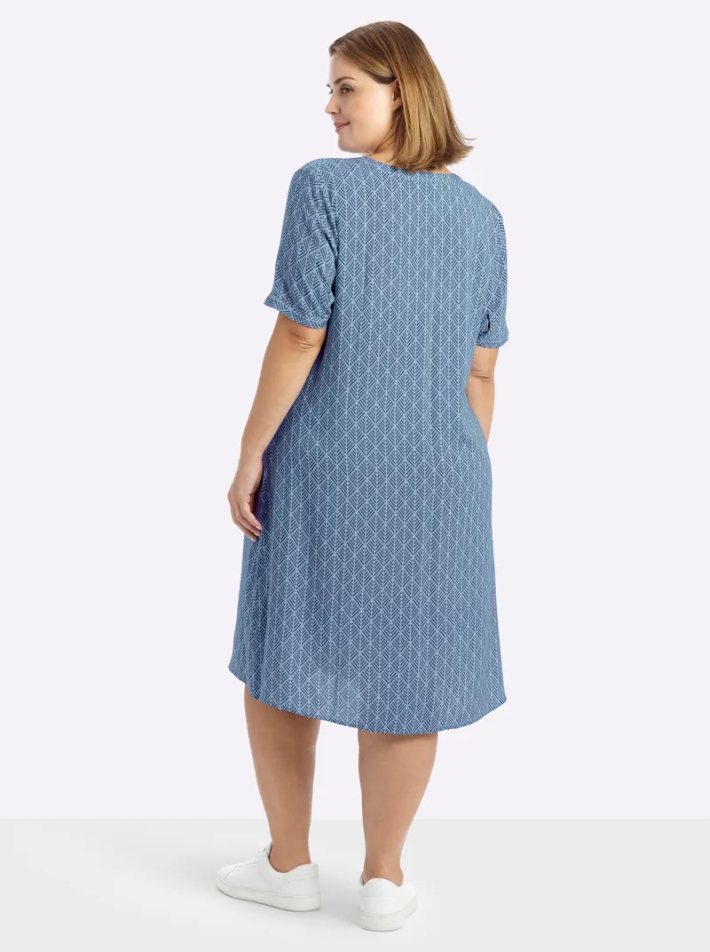 sheego Tunikakleid, Bleu-rauchblau-bedruckt, – Produktbild 2 von 2