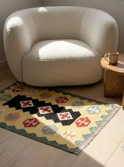 Rugtales Kelim Gashgai Schwarz „Rugtales“ aus Schurwolle, 81x127 cm – Produktbild 1 von 1