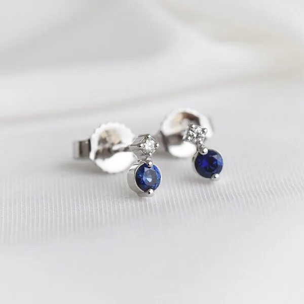 Eppi Eppi Minimalistische Ohrringe mit Saphiren und Diamanten Durante, Rosa, – Produktbild 2 von 4