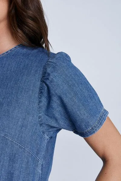 Evermind Evermind Jeanskleid - WA7022, Crystal blue, – Produktbild 4 von 4