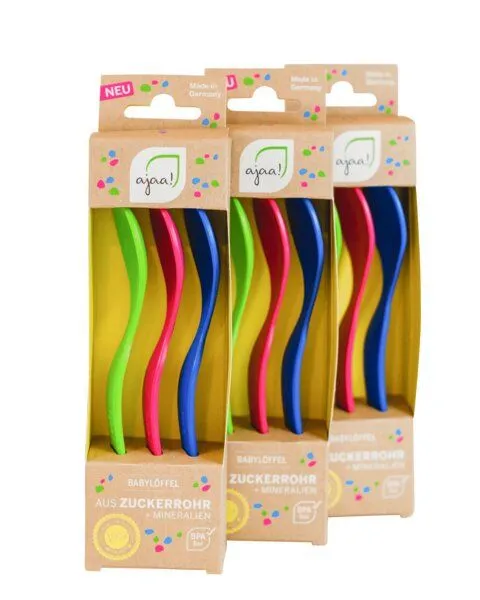 ajaa ajaa! Babylöffel 3er-Set, Lime/blue/pink, – Produktbild 2 von 4