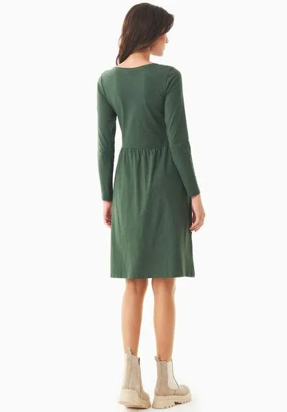ORGANICATION ORGANICATION Langarm-Jerseykleid aus Bio-Baumwolle, Dark olive, – Produktbild 4 von 4