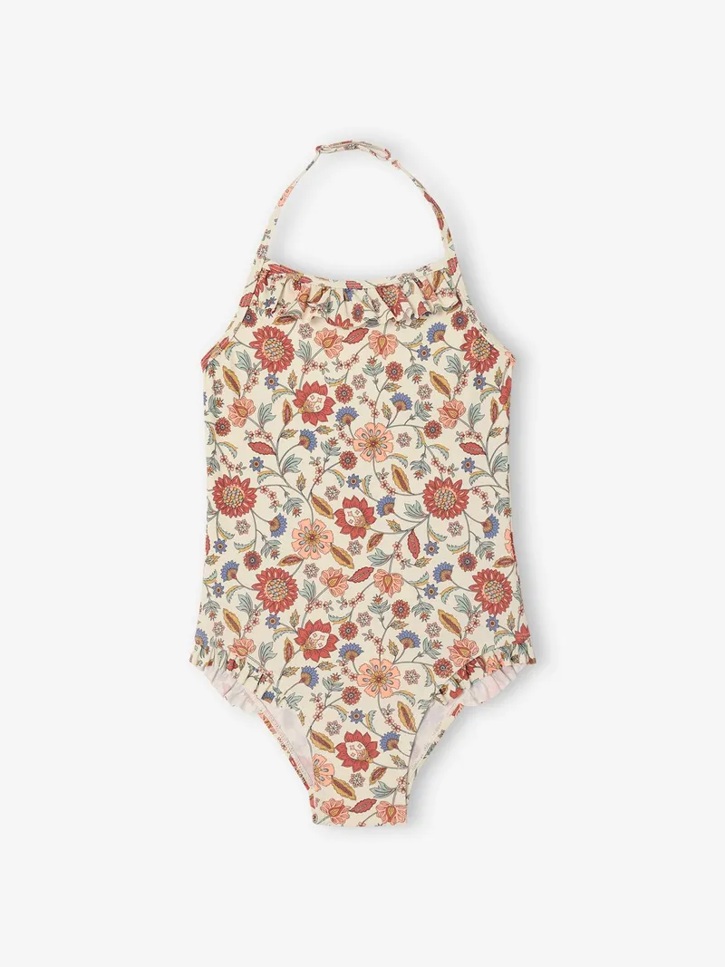 Vertbaudet Mädchen Neckholder-Badeanzug, Wollweiß, – Produktbild 2 von 4